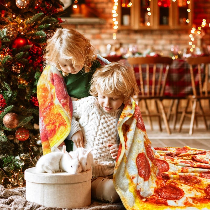 moonysweet Pizza Blanket for Adult and Kids Novelty Food Adult Size Funny Realistic Throw Fuzzy Fleece Flannel Teens Boys and Girls 60 inches - Image 2